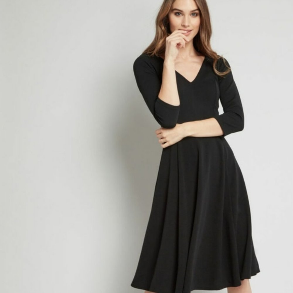 ModCloth Date Night Done Right Black A Line Dress
